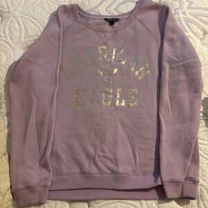 American Eagle Outfitters Lavender Crewneck Sweatshirt with Metallic Logo